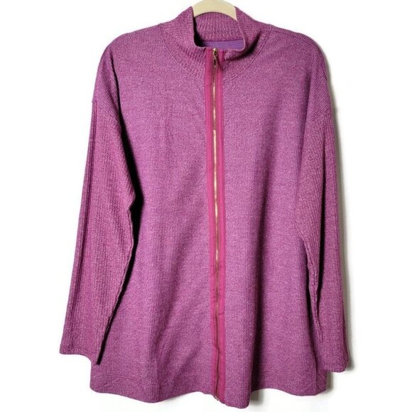 Soft Surroundings Jackets & Blazers - Soft Surroundings Purple Pink Full Zip Ribbed Workout Sweatshirt Jacket Large